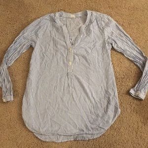 Half button striped shirt